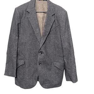 Vintage Western Mens Blazer Sport coat Jacket Tregos Westwear grey tweed 46R